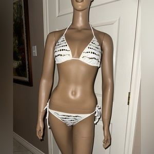 Vintage Victoria’s Secret bikini set white with gold circles size small